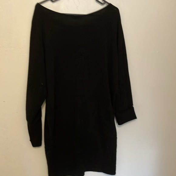 2XL sweater dress tunic with dolman sleeves scoop neck black - Picture 6 of 7